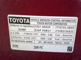 2018 TOYOTA RAV4, BURGUNDY,  XLE MODEL, 2.5L, AWD,  Z26365
